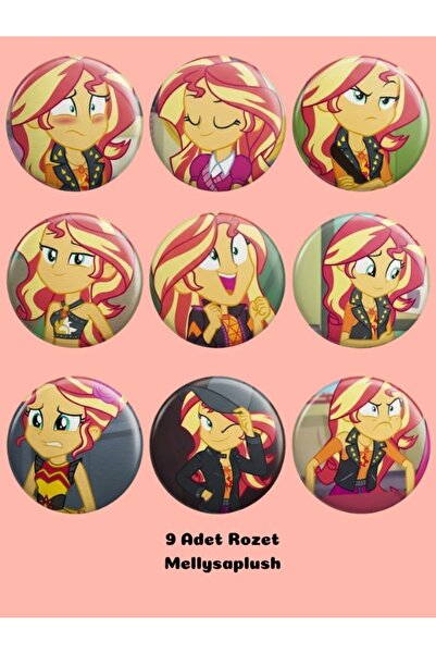 mellysaplush Sunset Shimmer My Little Pony Equestria Girls Rozet 9 Adet 44 mm