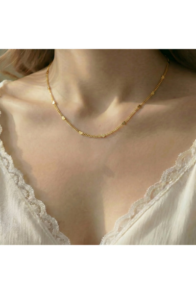 Gleemy accesories Gold Renk Minimal Kalp Detaylı Şık Kadın Kolyesi