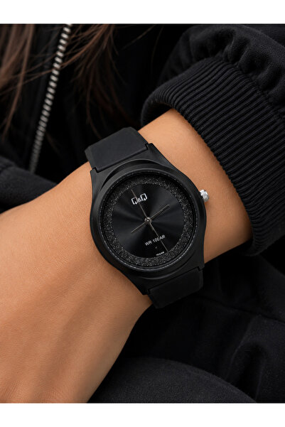 Q&Q 10 Atm Waterproof Silicone Watchband Black Color Women's Young Girls Wris...