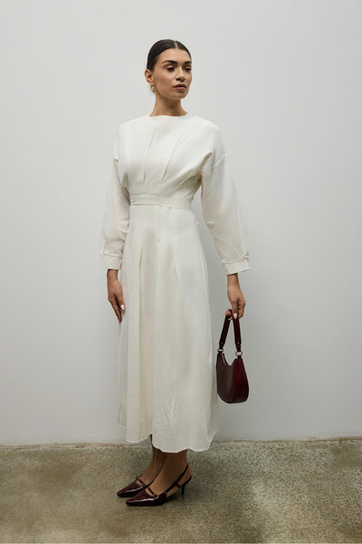 Lady Pixie Linen Pleated Detailed Dress