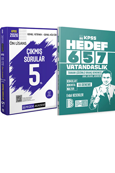Pegem Akademi Yayıncılık Hedef 657 Vatandaşlık 18 Deneme - 2026 KPSS Ön Lisan...
