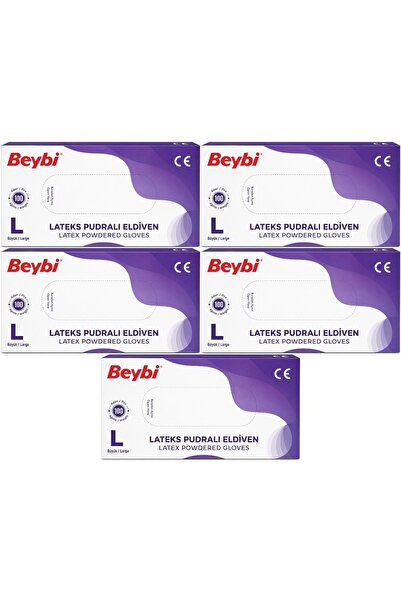 TR Beybi Latex Powdered Examination Gloves L - Large - Large Set of 500