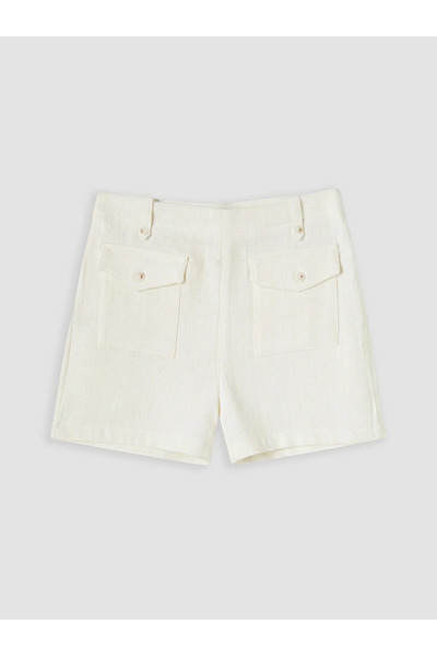 LC Waikiki White High Waist Women's Shorts with Pockets