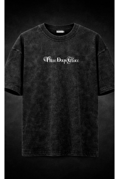 OPPPSSS تي شيرت Three Days Grace ذو تصميم عتيق قابل للغسل ومقاس كبير، مطبوع من الأمام والخلف، تي شيرت أسود بتصميم ما بعد الجرونج