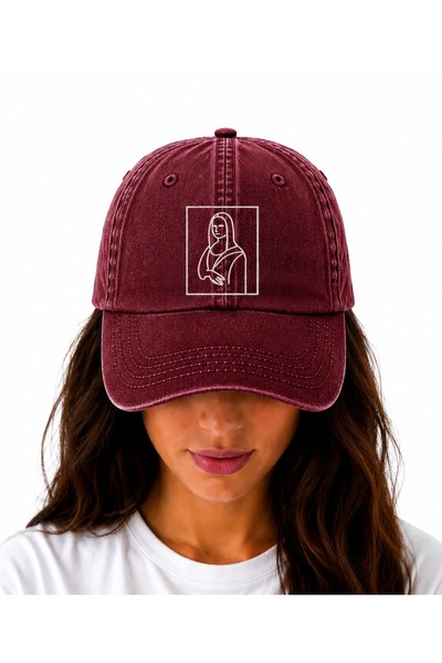 WeavedCo Monalisa Art Vintage Washed Hat (Not Printed, Embroidered)