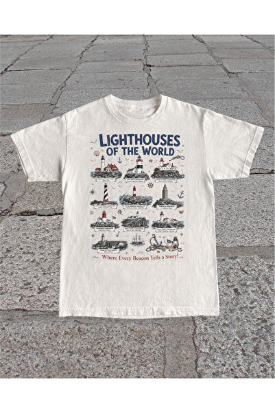 Grafftee Clothing Lighthouses of the World Printed Unisex Oversize T-Shirt