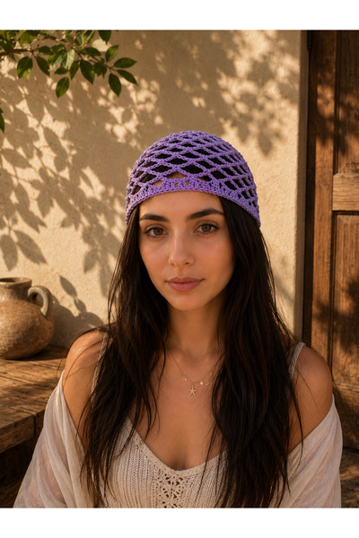 EL YAPIMI Knitted Bohemian Purple Summer Beanie