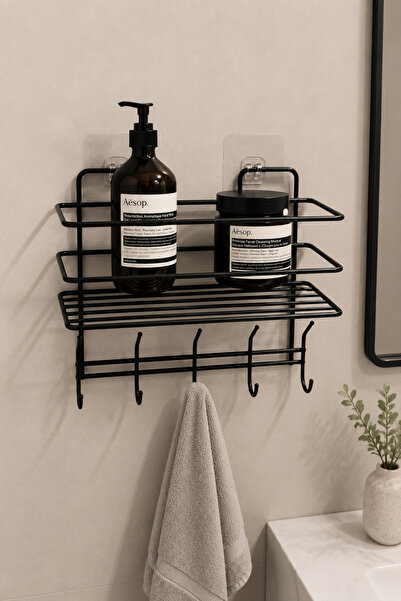 MultiStore Adhesive Bathroom Shelf with Hanger Shower Shelf No Drilling Mount...