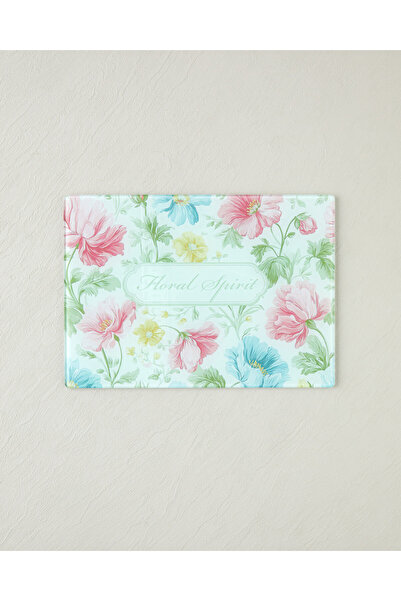 English Home Floral Spirit Cam Kesme Tahtası 25x35 cm Pembe - Mavi