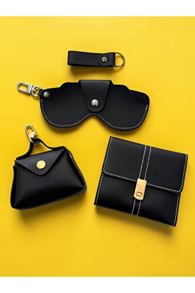 NZCLUB Stylish Minimalist Set of 4 (Women's Wallet, Glasses Case, Bag Ornamen...