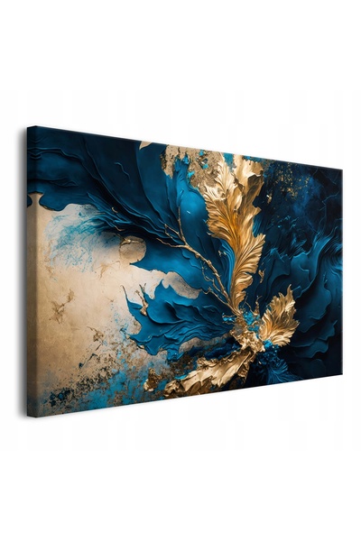 Naklejkomania Tablou abstract pe panza pentru camera de zi, floare cobalt fru...