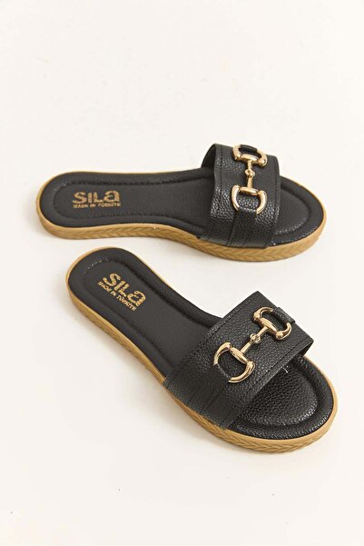 Raneel Kazançlı Alışveriş Open-Front Slippers with Thick Band Accessories Black