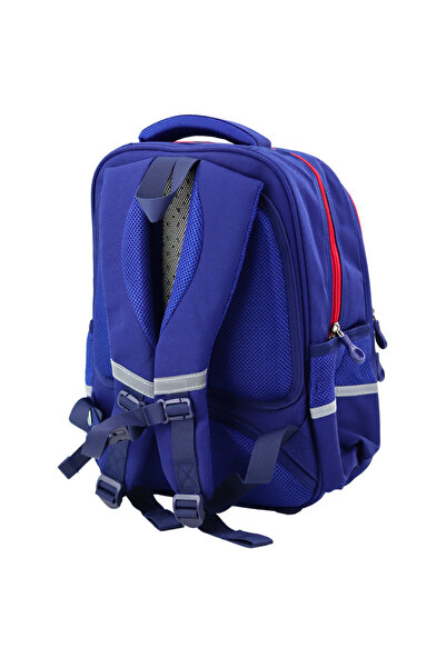 LEAN Rucsac școlar cu bretea de piept, albastru marin, roșu, 20L, 38cm