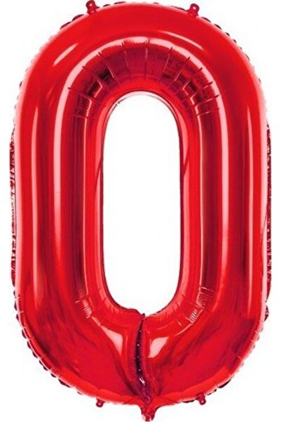 Partydeco Balon numărul 0, roșu, folie, 86 cm