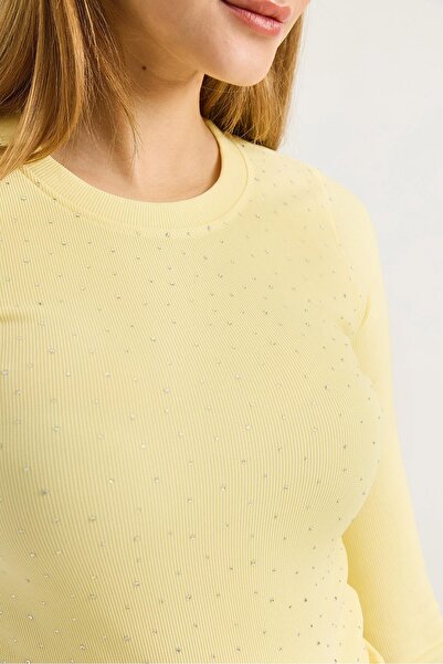 Raneel Kazançlı Alışveriş Women's Ottoman Crew Neck Stone-Embellished Blouse ...