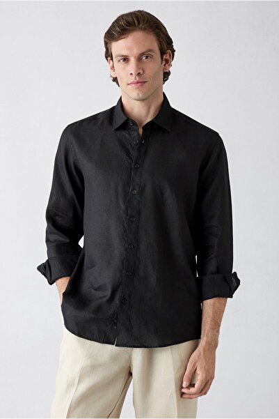 Kiğılı Long Sleeve Regular Fit 100% Linen Shirt