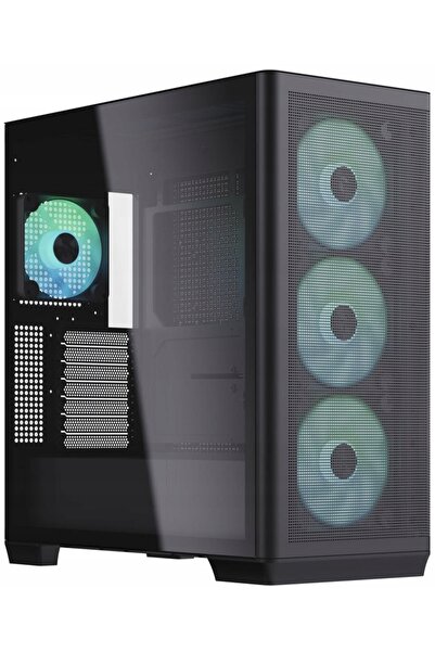 Kraft&dele Carcasă PC Aerocool Apnx C1 ARGB Midi Tower ATX cu fereastră, Negru