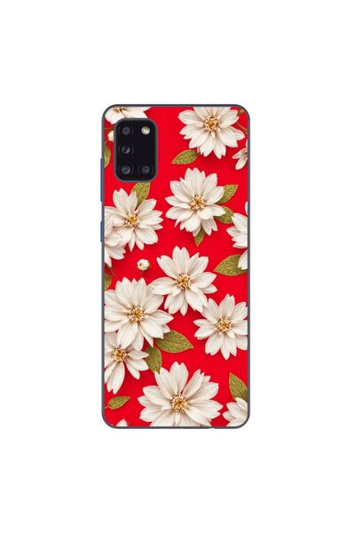 OEM Θήκη συμβατή με Samsung Galaxy A31 από σιλικόνη gel TPU, με λευκά λουλούδ...