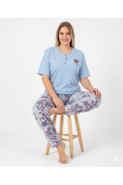 Sude HOMEWEAR Kısa Kol Büyük Beden Pijama Takımı