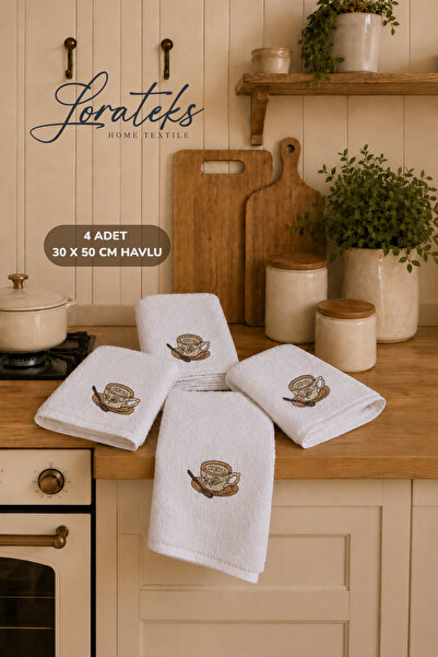 Lorateks Aruma |   Set of 4 Embroidered 30X50 cm Kitchen Towels |   Drying Cl...