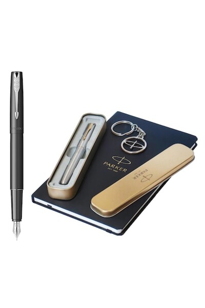 Parker Set cadou Frontier: Pix, Agendă A5 și Breloc - Negru Mat cu Accesorii ...