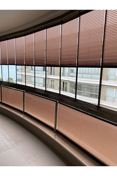 YAZAR HOME Brown Pleated Curtain – Compatible with Glass Balcony & Pi̇mapen G...