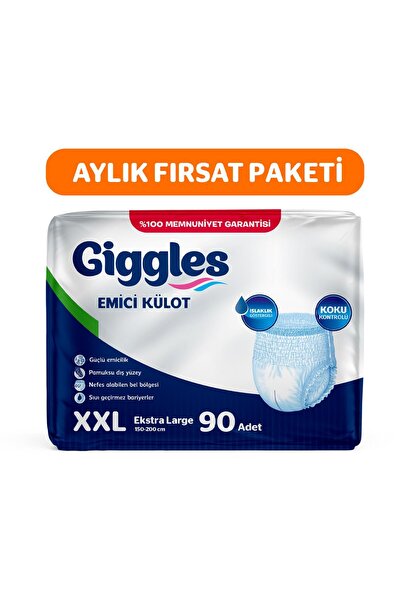 giggles Yetişkin Emici Külot Bez XXLarge Bel Ölçüsü 170+cm Islaklık Göstergel...