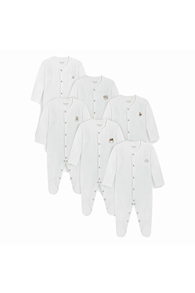Nubo Baby %100 Pamuk 6'lı Nakışlı Pijama Tulum Seti