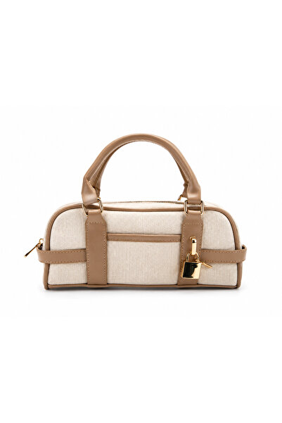 Mirel çanta Women's Canvas Lock Detailed Hand and Shoulder Bag