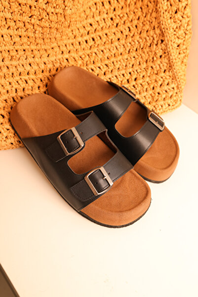 by selvi Lukka Shoes Lorenzo Black Leather Double Buckle Light Cork Sole Men'...