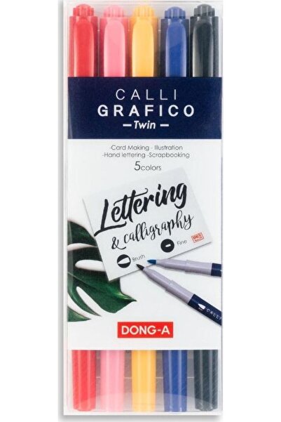 Generic Brand Pixuri pentru caligrafie, cu două capete, 5 culori