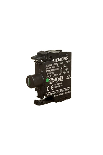 Siemens Suport lampă bloc LED verde 230V AC șuruburi cu șurub de montare fron...