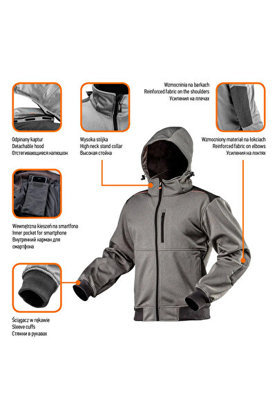 NEO Geaca de lucru softshell cu gluga detasabila, marimea L