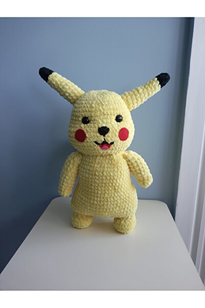 DK TREND Amigurumi Büyük Boy Sarı Pikachu - El Örgüsü Çizgi Film Karakteri - ...