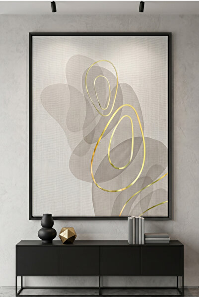 Jasmine Art Golden Trace Abstract Wall Art | Framed Canvas Print with Gold Fo...