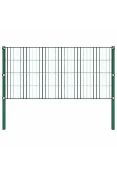 vidaxl Panou de gard cu stâlpi de fier, verde, 176,5 x 80 cm