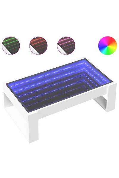 vidaxl Măsuță de cafea cu LED infinity, alb, 90x53x30 cm