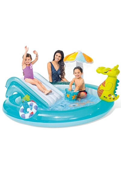 Intex Centru de joacă pentru copii, Crocodile 57165NP, gonflabil, PVC, 201 x ...