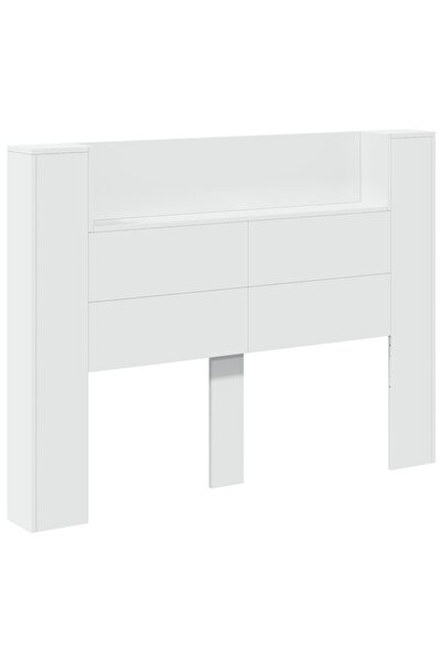 vidaxl Tăblie cap cu raft Alb 140 x 16,5 x 103,5 cm Lemn compozit