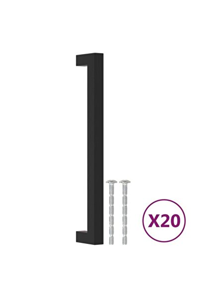 vidaxl Mânere de dulap, 20 bucăți, negre, 192 mm, din oțel inoxidabil
