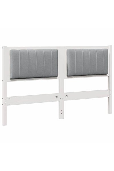 vidaxl Tăblie tapițată cu headboard Alb 135 cm Lemn de pin masiv