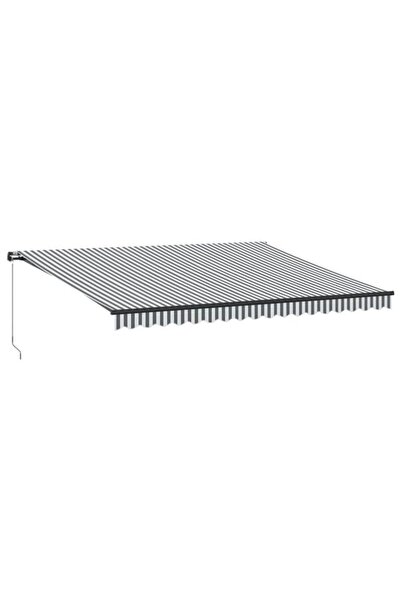 vidaxl Copertină retractabilă manuală, Antracit/Alb, 450 x 350 cm