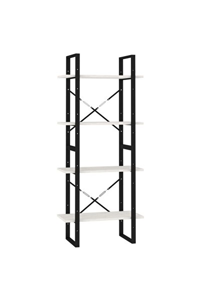 vidaxl Bibliotecă cu 4 rafturi, alb, 60x30x140 cm, lemn masiv de pin