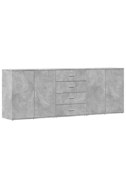 vidaxl Comode, 3 piese, gri beton, lemn prelucrat