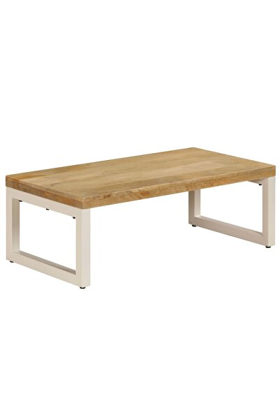vidaxl Măsuță de cafea, 100x50x35 cm, lemn masiv de mango și oțel