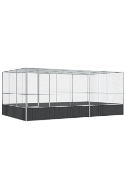 vidaxl Volieră pentru păsări cu extensie, Argintiu, 518 x 307 x 212 cm, Oțel