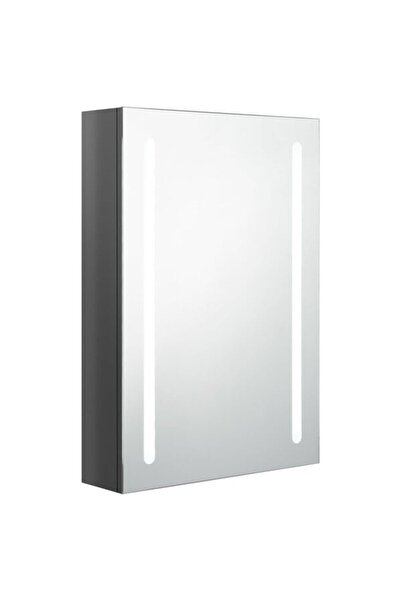 vidaxl Dulap de baie cu oglindă și LED, gri lucios, 50 x 13 x 70 cm