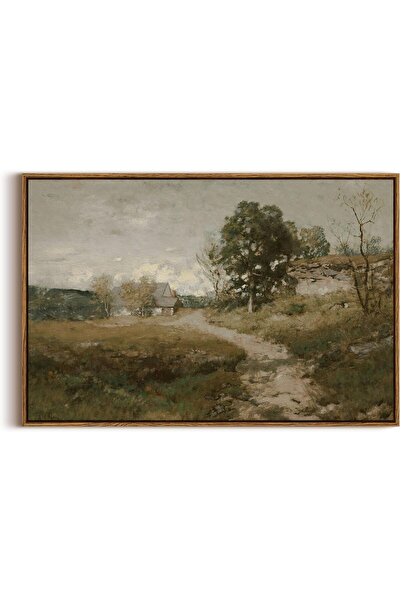 ALAYRA International Framed Vintage Countryside Road Landscape Canvas Wall Ar...