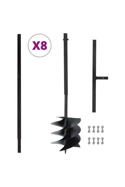 vidaxl Burghiu de pământ cu mâner de 250 mm, tub extensibil până la 8 m, din ...