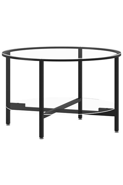 vidaxl Masă de ceai, negru și transparent,70 cm, sticlă securizată
